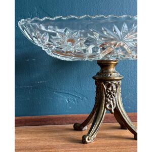 vintage crystal pedestal dish