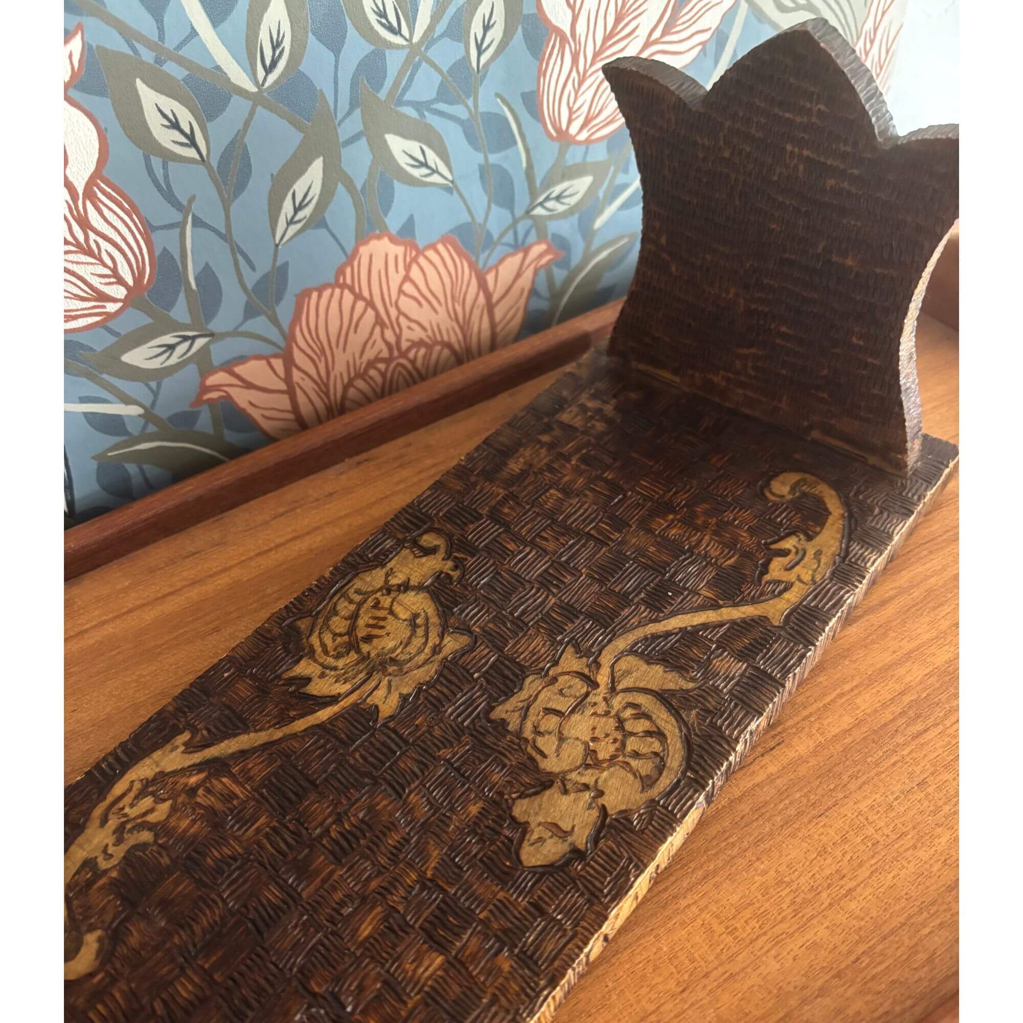 antique art nouveau wooden bookends