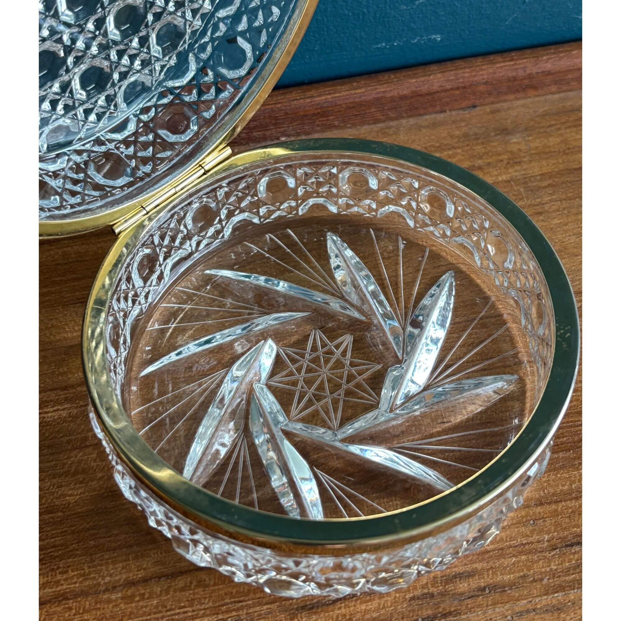 vintage cut glass jewelry casket
