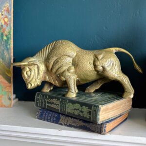 vintage brass bull