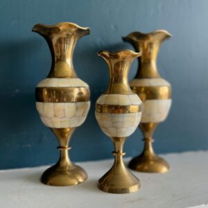 vintage brass & mother of pearl vase