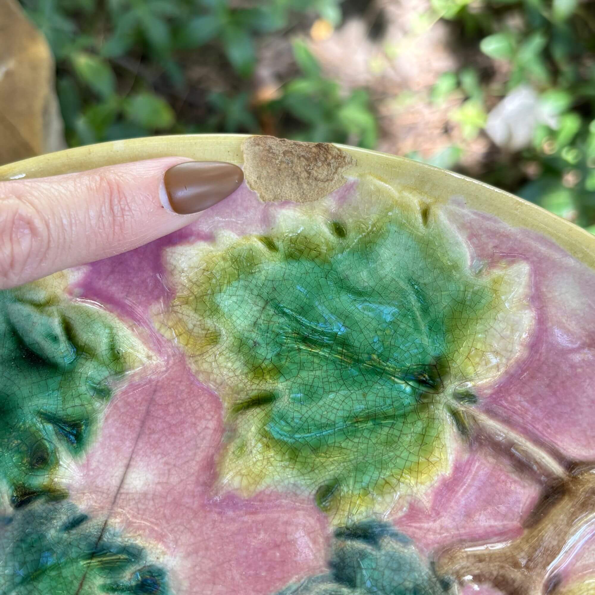 antique etruscan majolica cake plate