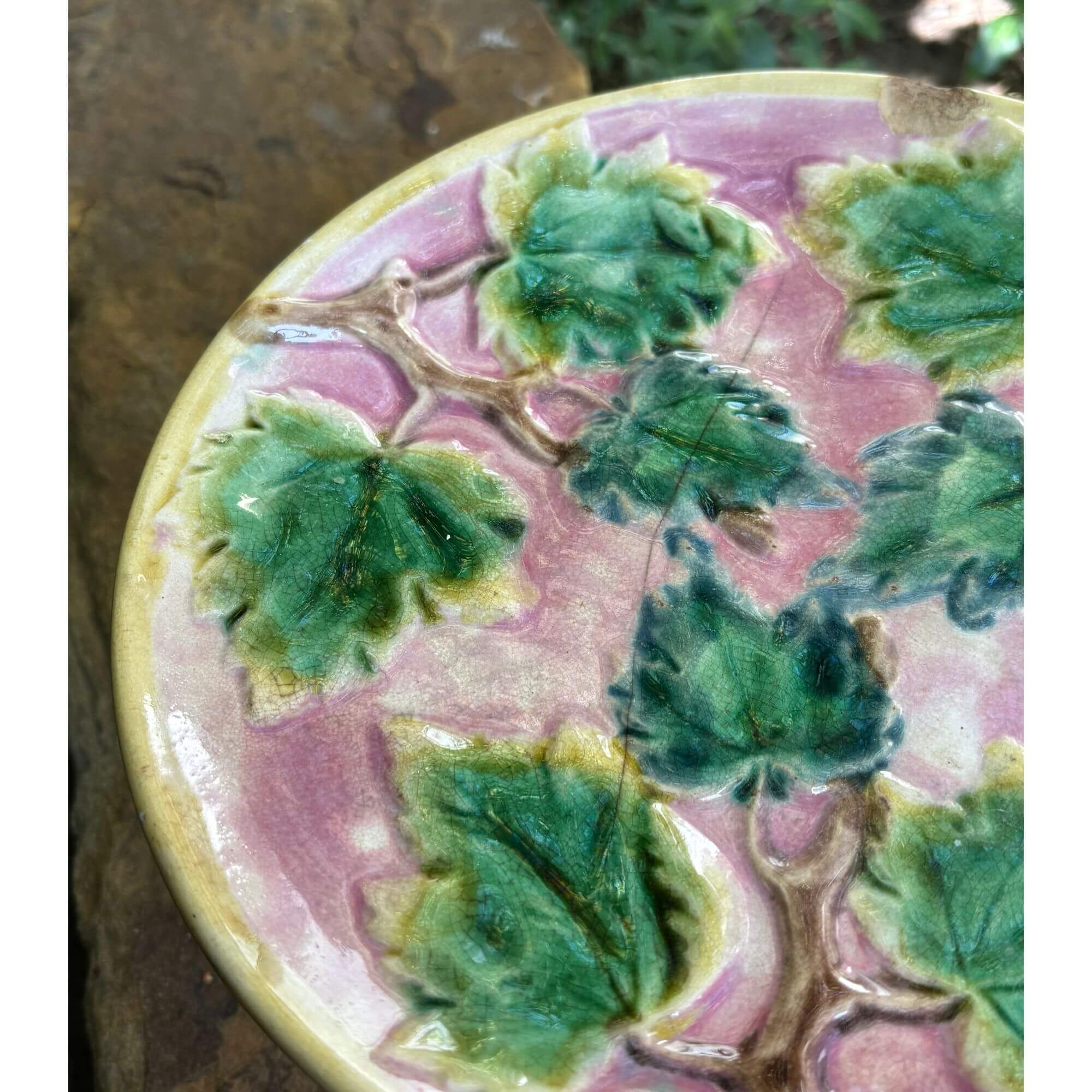 antique etruscan majolica cake plate
