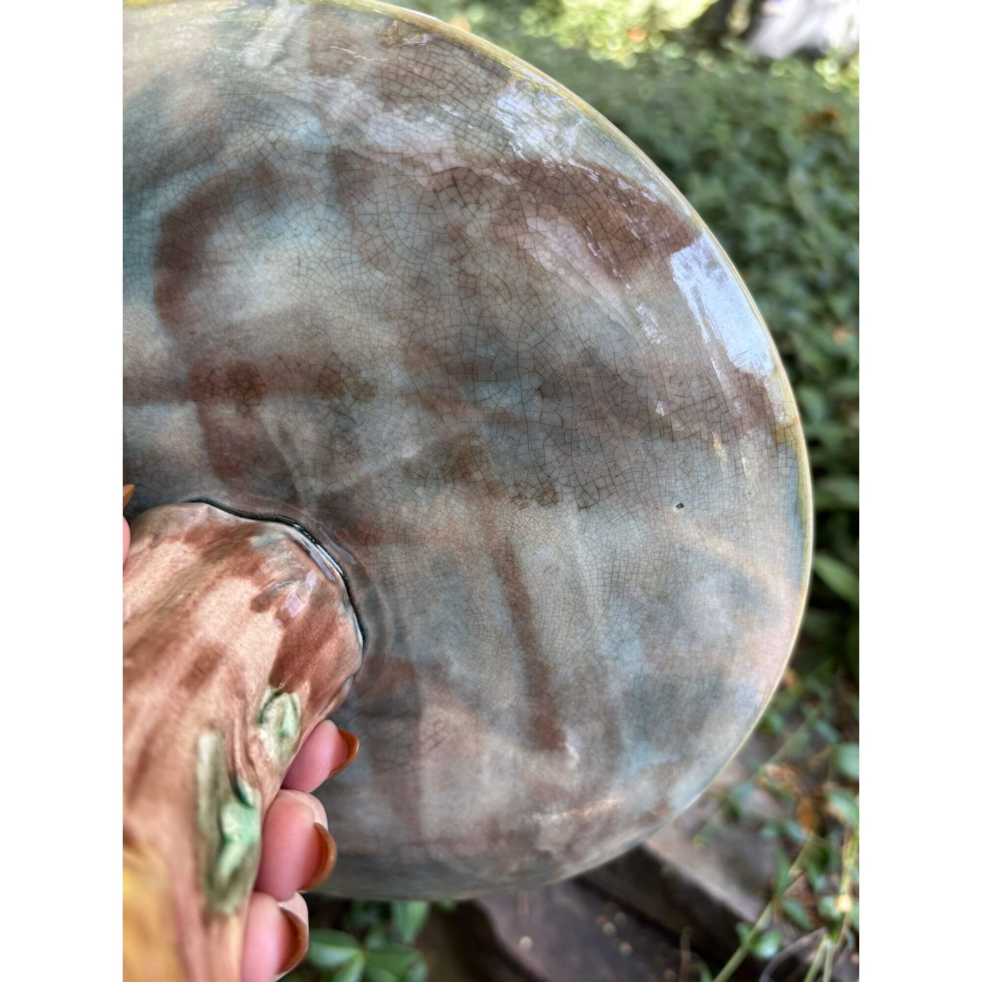 antique etruscan majolica cake plate