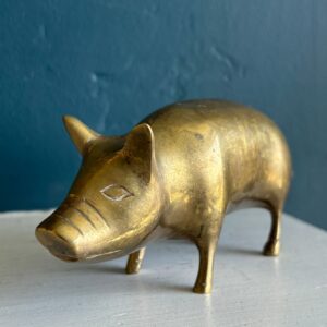vintage brass pig