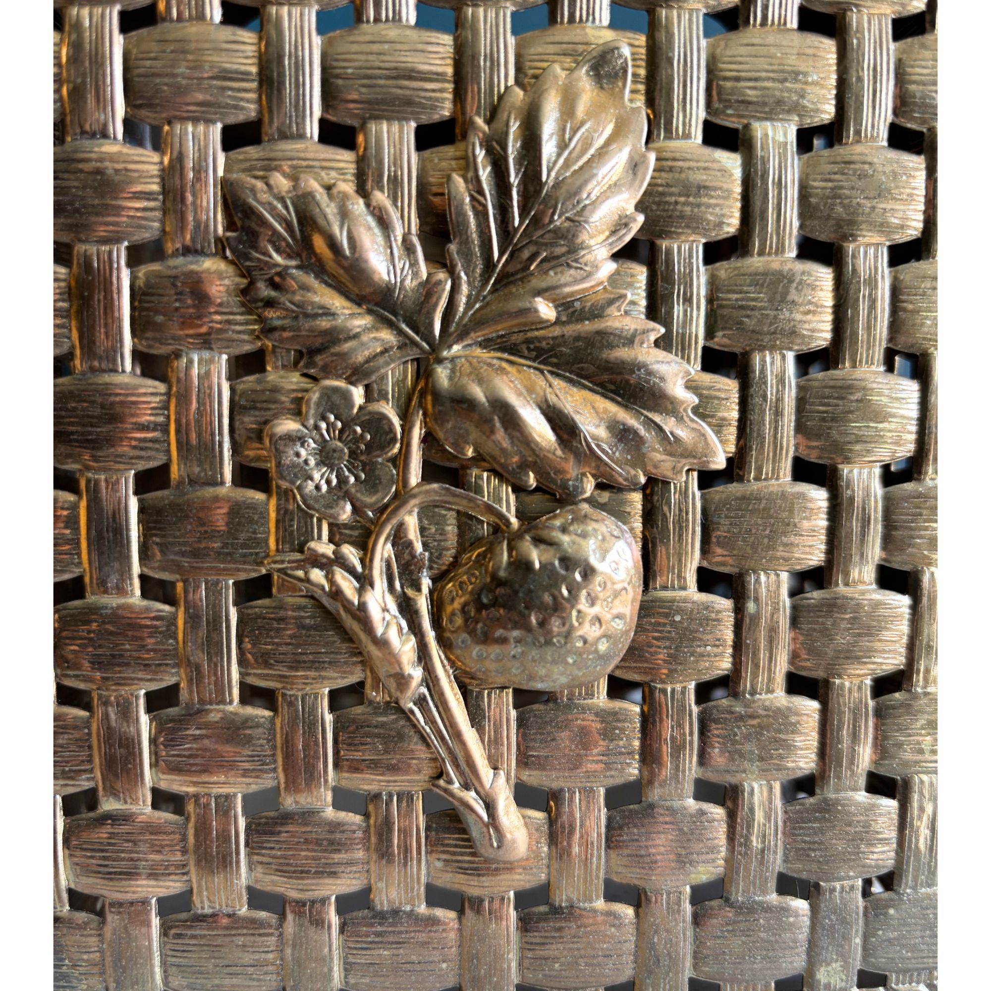 vintage brass strawberry tissue box