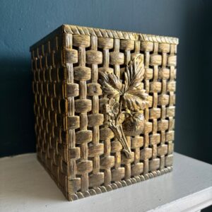 vintage brass strawberry tissue box