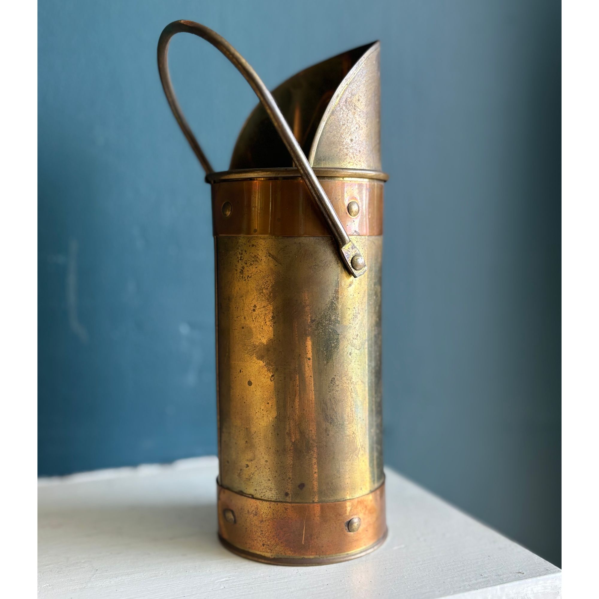 vintage copper & brass matchstick holder